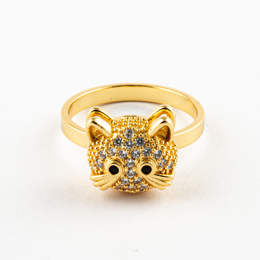 Anillo Anti-Estrés Cara Gatito Dorado