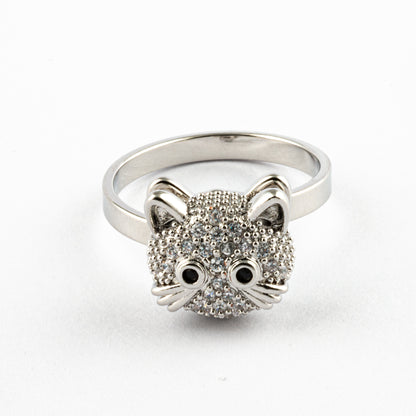 Anillo Anti-Estré s Gatito Plateado Feline Calm