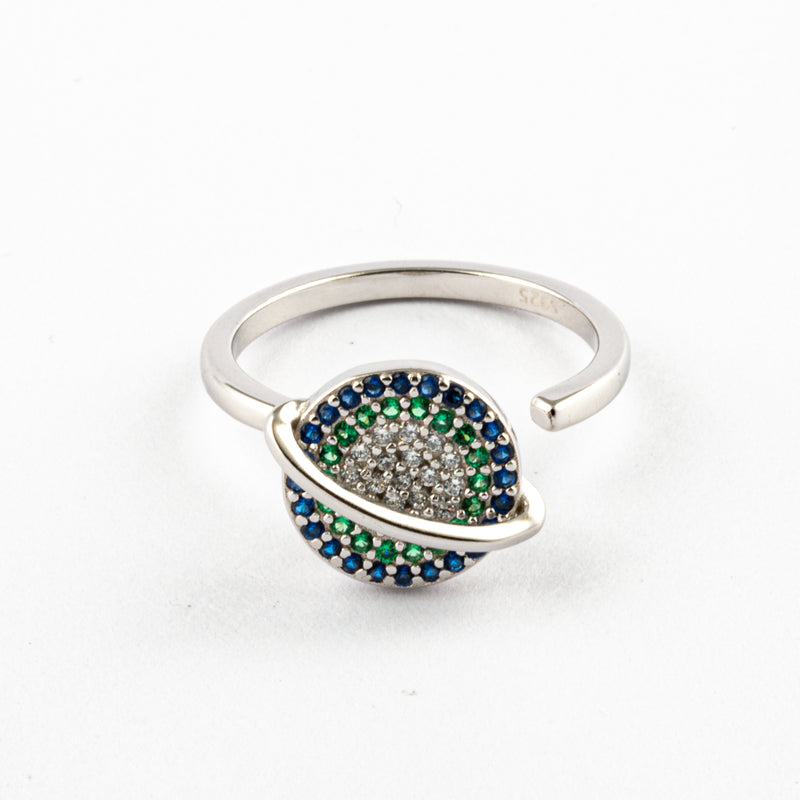 Anillo Anti-Estrés Plata S925 Saturno Plateado