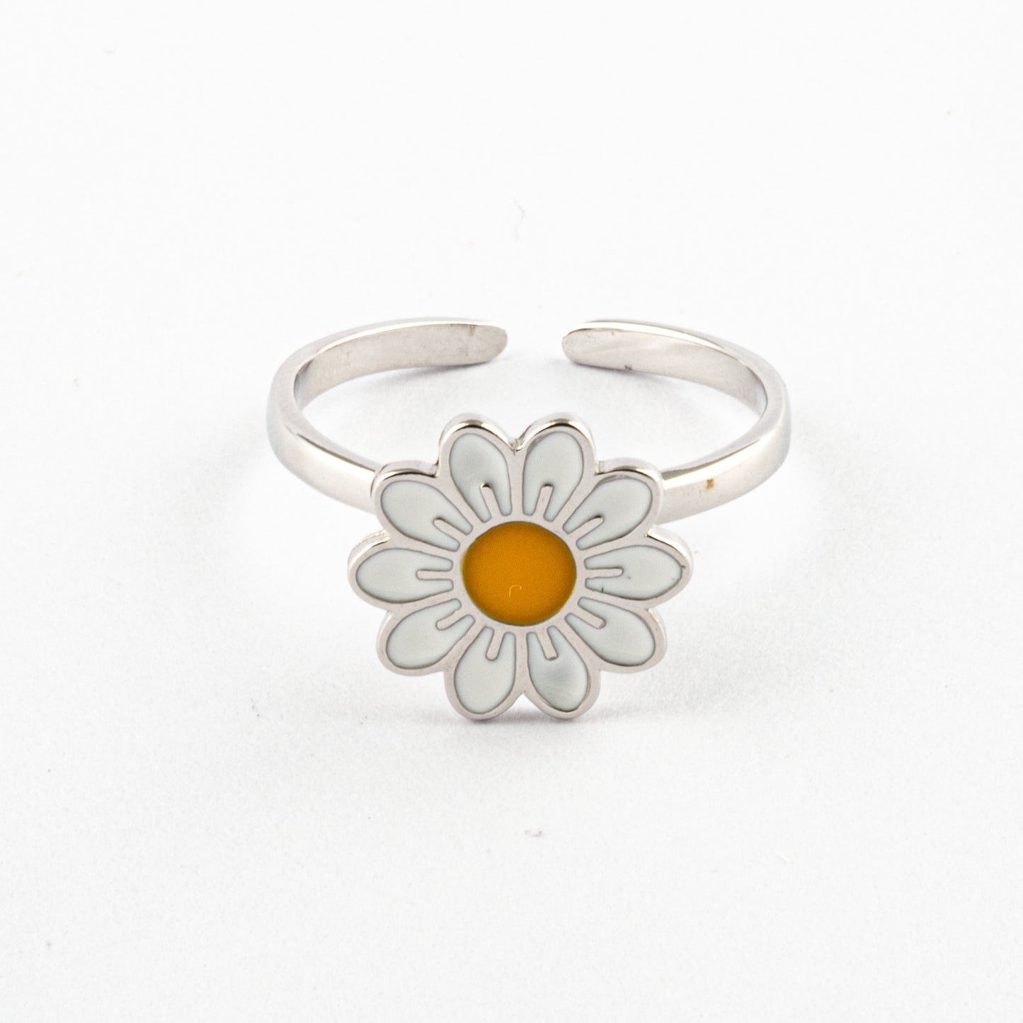 Anillo Anti-Estrés Plata S925 Flor Blanca