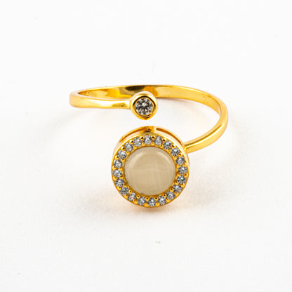 Anillo Anti-Estrés Plata S925 Ópalo Dorado