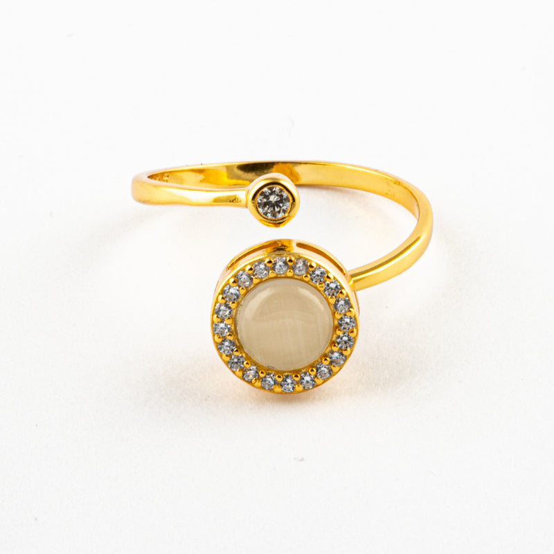 Anillo Anti-Estrés Plata S925 Ópalo Dorado