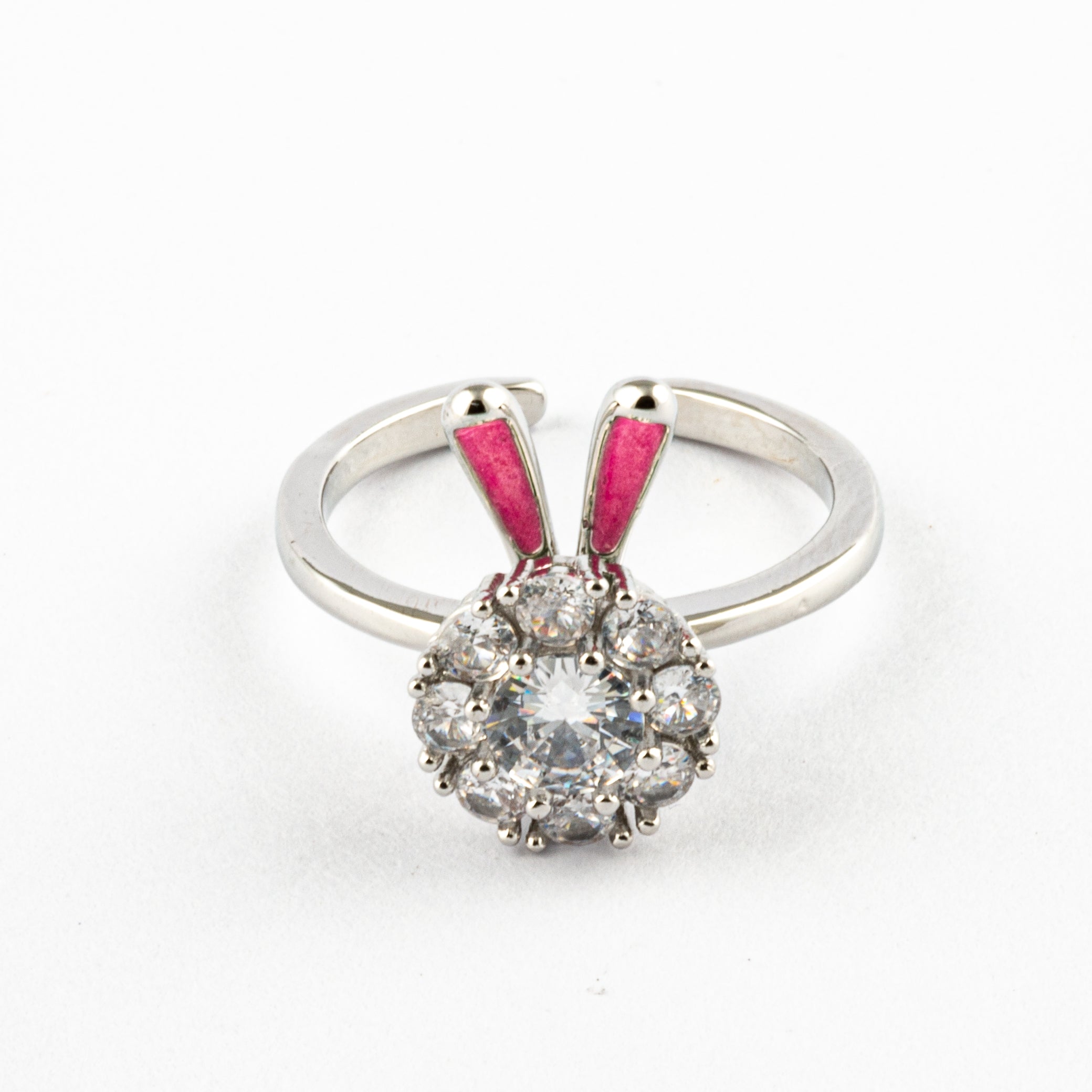 Anillo Anti-Estrés Orejas Conejo Plateado