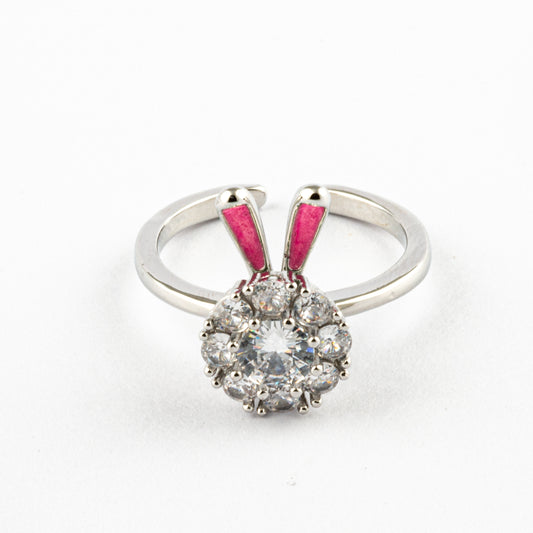 Anillo Anti-Estrés Orejas Conejo Plateado