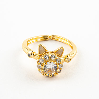 Anillo Anti-Estrés Orejas Gatito Dorado