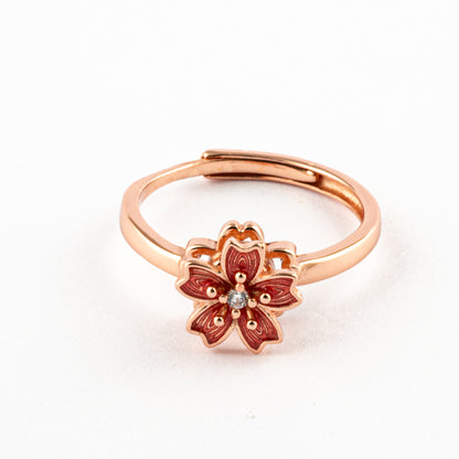 Anillo Anti-Estrés Plata S925 Flor Oro Rosa