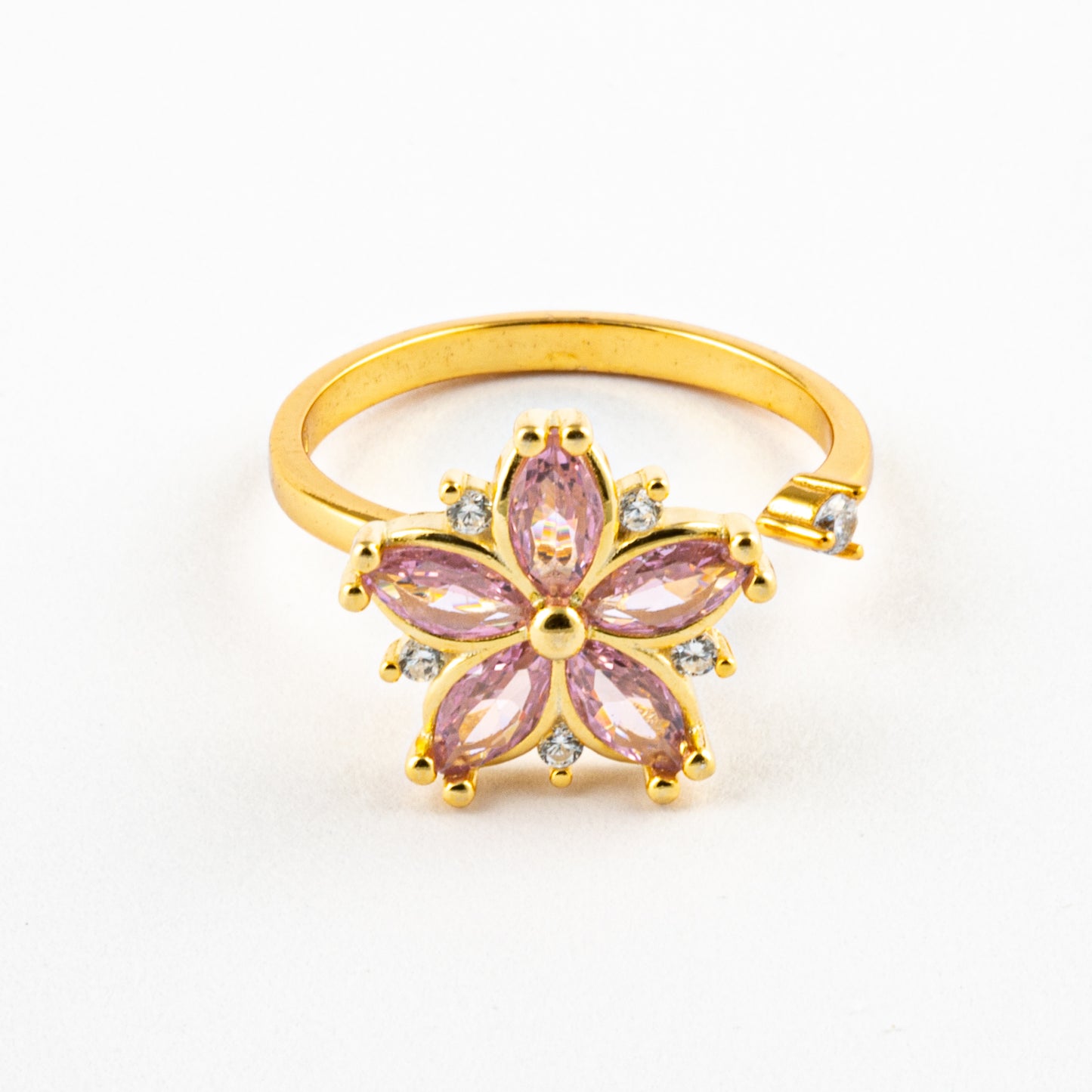 Anillo Anti-Estrés Plata S925 Flor Rosada