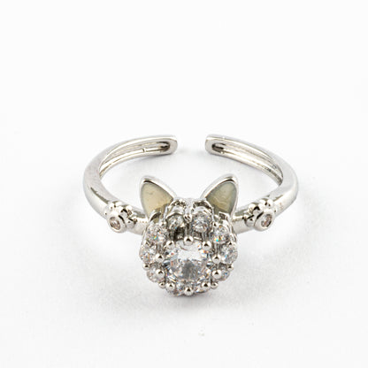 Anillo Anti-Estrés Orejas Gatito Plateado