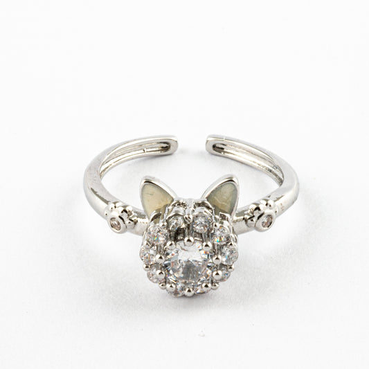 Anillo Anti-Estrés Orejas Gatito Plateado