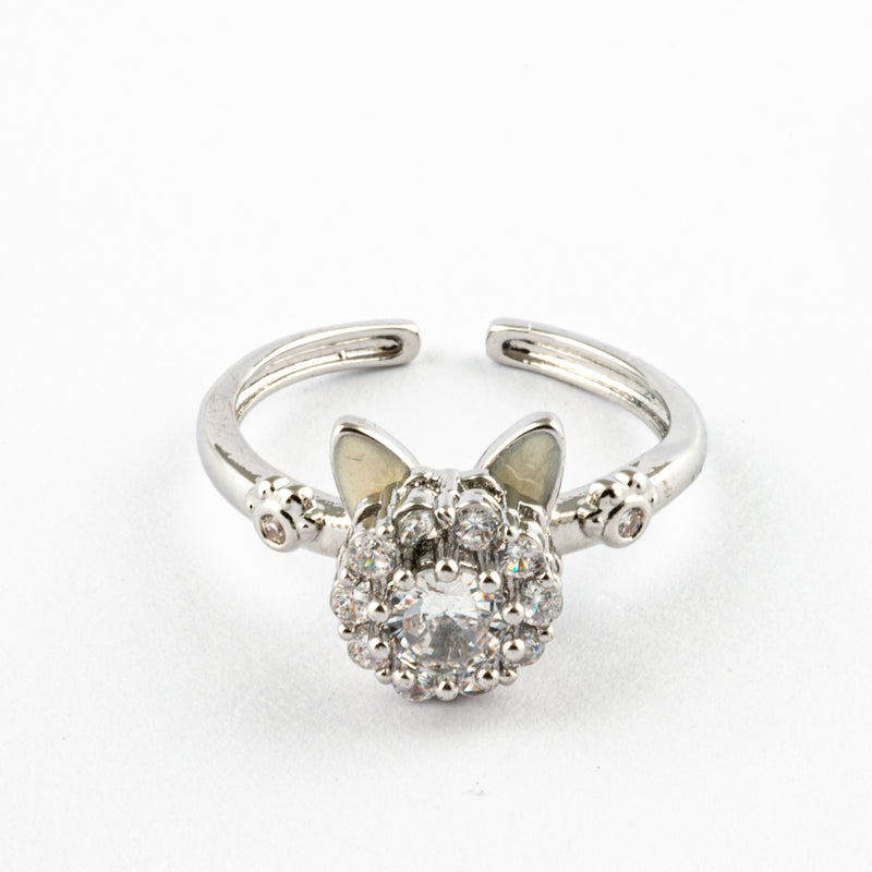 Anillo Anti-Estrés Orejas Gatito Plateado