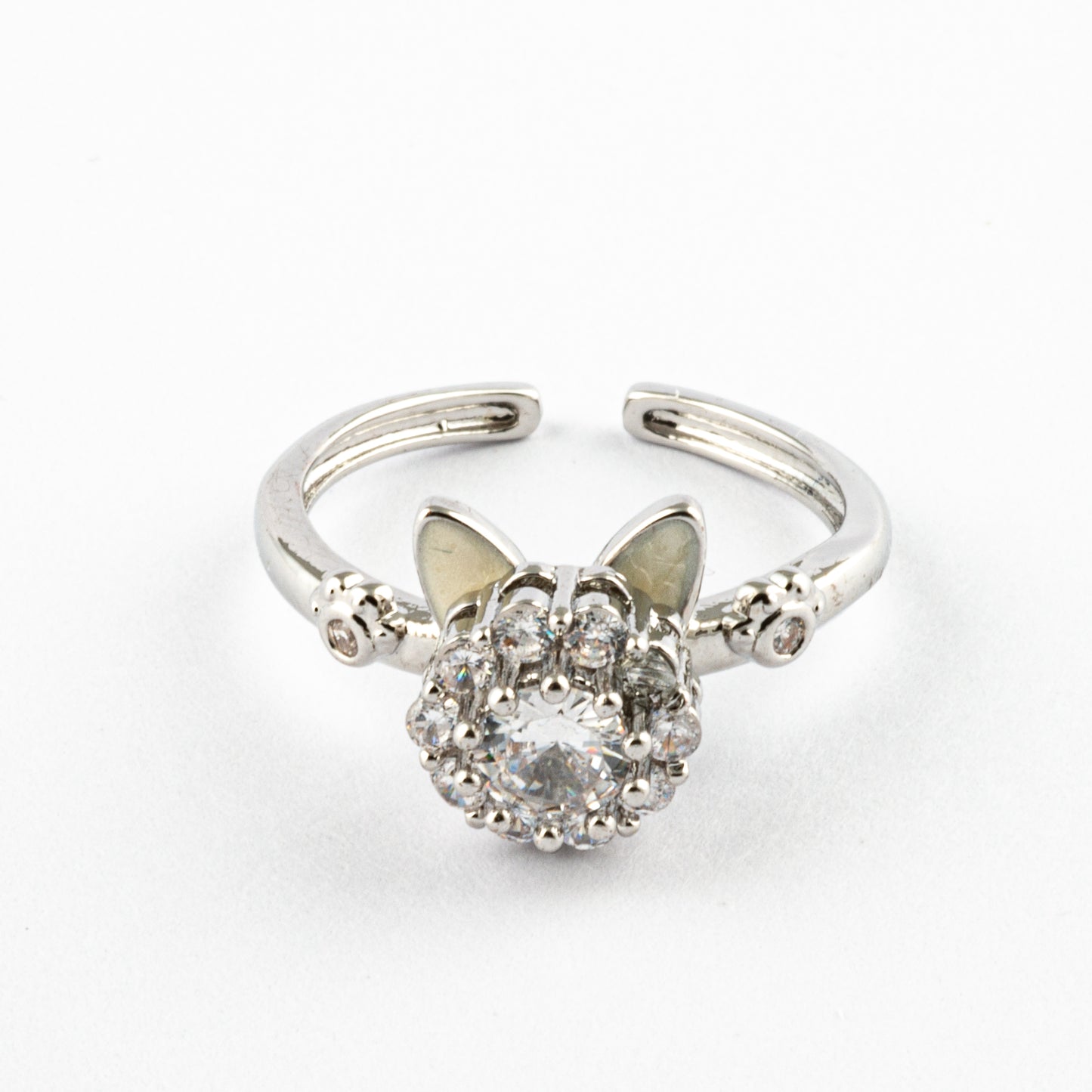 Anillo Anti-Estrés Orejas Gatito Plateado