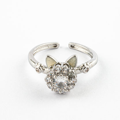 Anillo Anti-Estrés Orejas Gatito Plateado