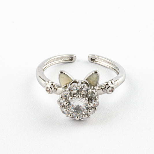 Anillo Anti-Estrés Orejas Gatito Plateado