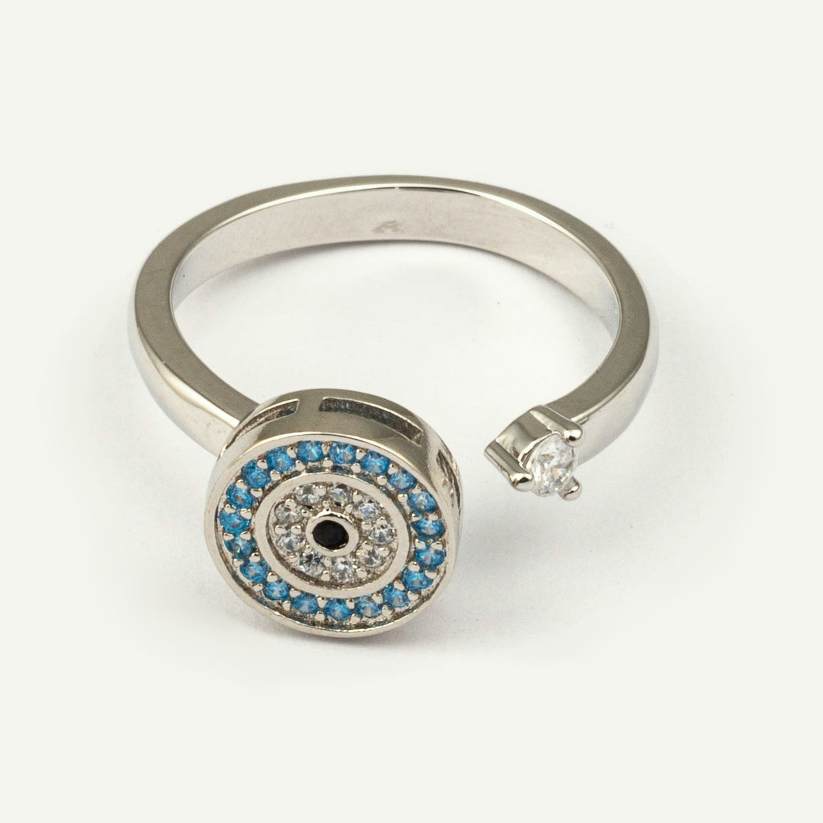 Anillo Giratorio Ojo Turco Plateado