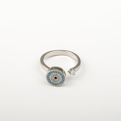 Anillo Giratorio Ojo Turco Plateado