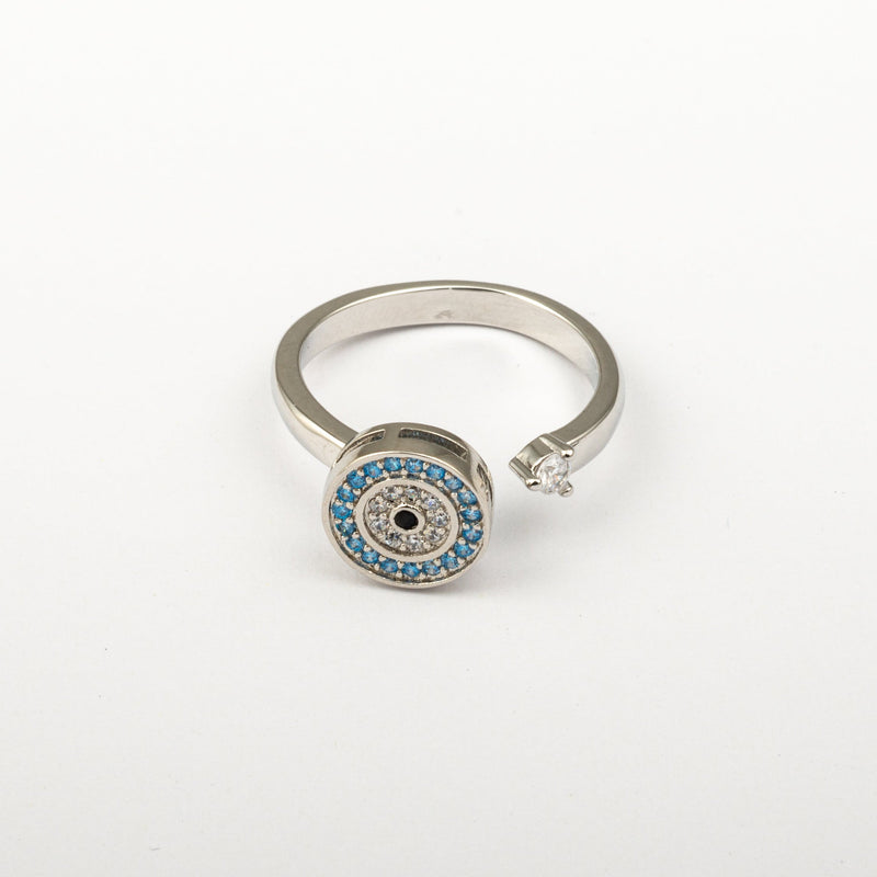 Anillo Giratorio Ojo Turco Plateado