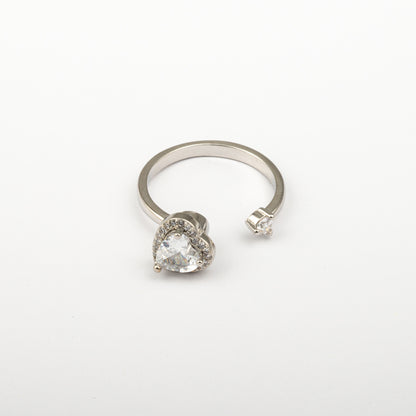 Anillo Giratorio Corazón con Zirconias Plateado