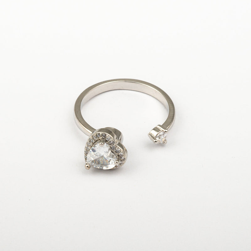 Anillo Giratorio Corazón con Zirconias Plateado