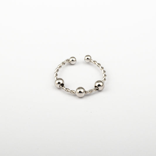 Anillo Anto-Estrés Deslizante Trenza Julio Plateado