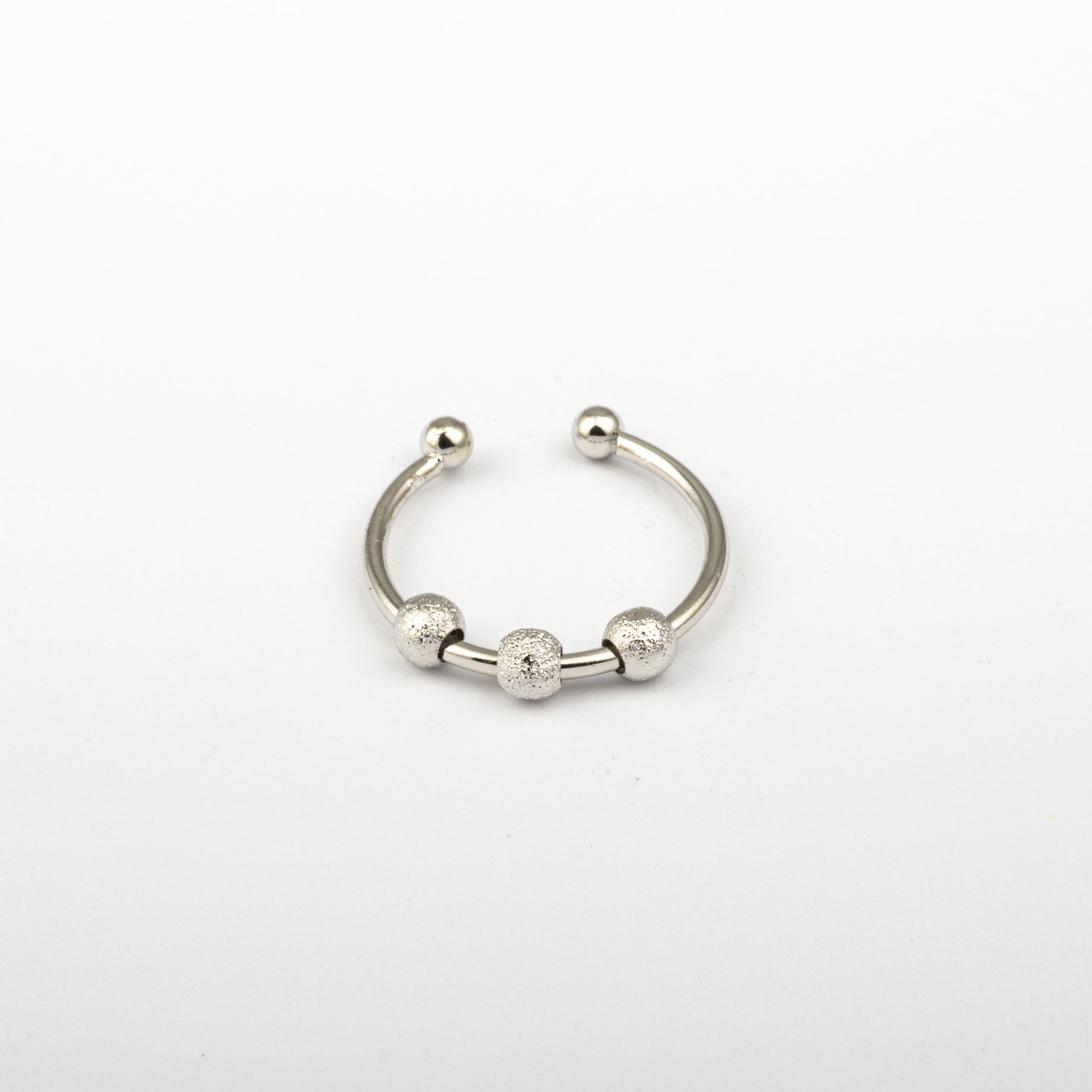 Anillo Anti-Estrés Deslizante Bolitas Julio Plateado