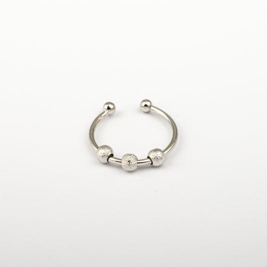 Anillo Anto-Estrés Deslizante Bolitas Julio Plateado