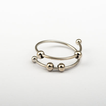 Anillo Anti-Estrés Deslizante Doble Julio Plateado