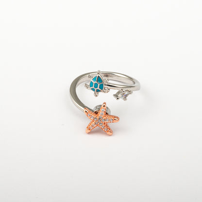 Anillo Anti-Estrés Plata S925 Tortuga y Estrella