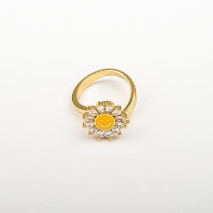 Anillo Anti-Estrés Julio Girasol Feliz Dorado