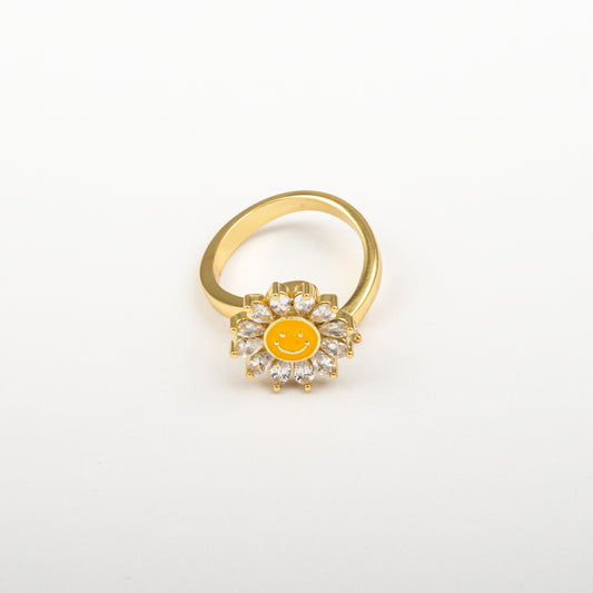 Anillo Anti-Estrés Julio Girasol Feliz Dorado