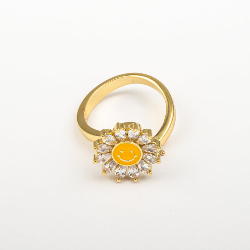 Anillo Anti-Estrés Julio Girasol Feliz Dorado