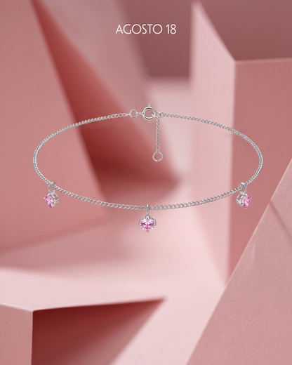 Tobillera Cristales Rosa Plata S925