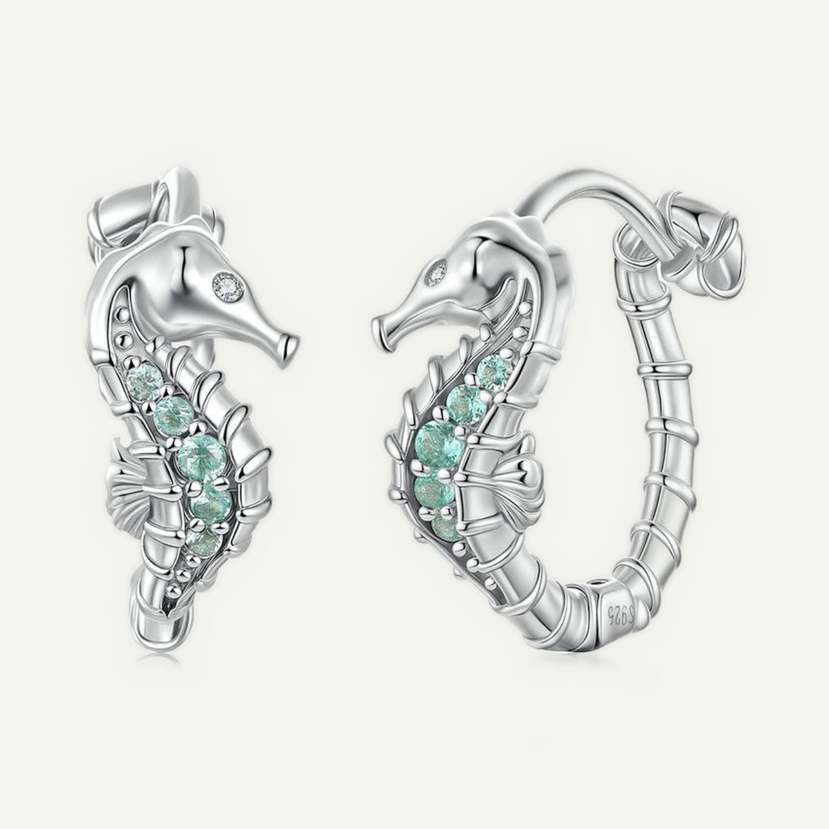 Aretes Argolla Plata S925 Caballito de Mar