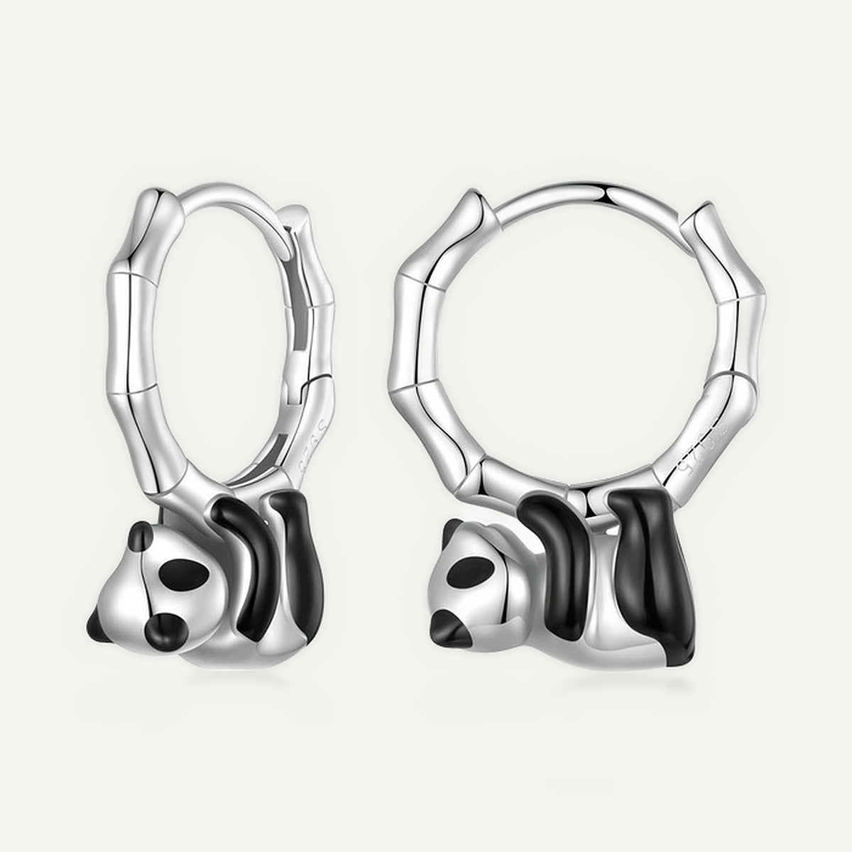 Aretes Argolla Plata S925 Panda
