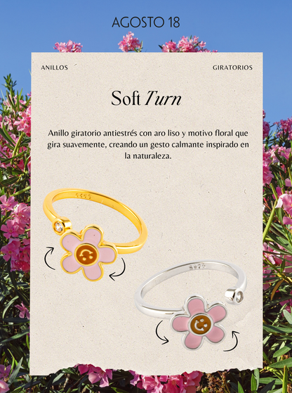 Anillo Anti-Estrés Plata S925 Flor Feliz Plateada