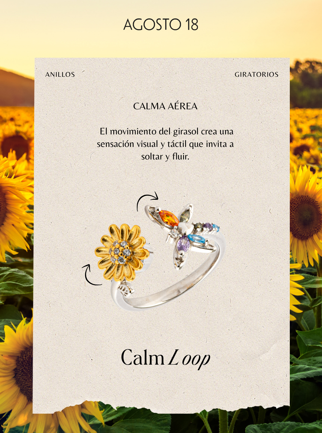 Anillo Anti-Estrés Plata S925 Mariposa CalmLoop