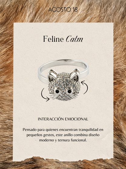 Anillo Anti-Estré s Gatito Plateado Feline Calm