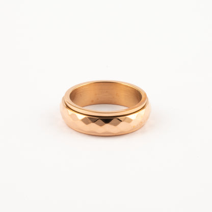 Anillo Deslizante Corte Rombo Oro Rosa