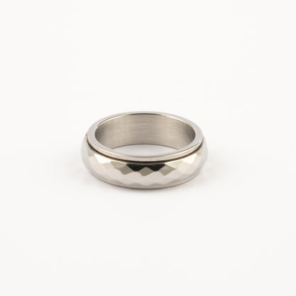 Anillo Deslizante Corte Rombo Plateado