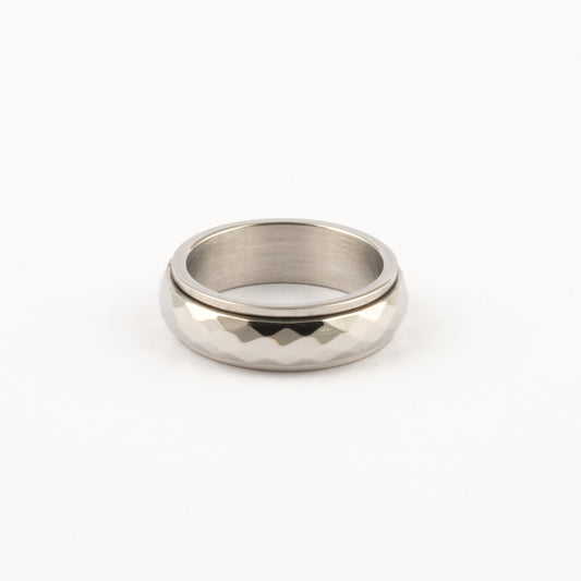 Anillo Deslizante Corte Rombo Plateado
