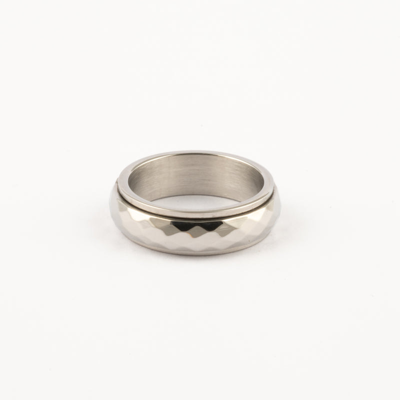Anillo Deslizante Corte Rombo Plateado