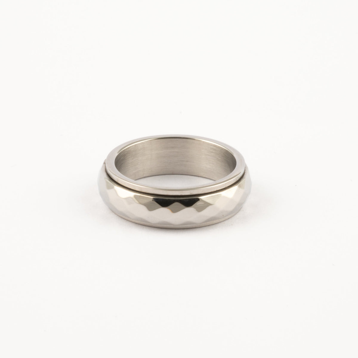 Anillo Deslizante Corte Rombo Plateado