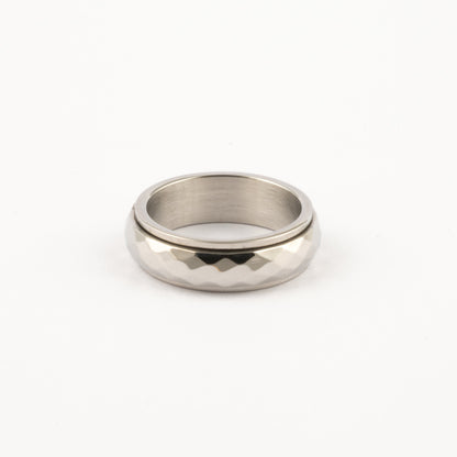 Anillo Deslizante Corte Rombo Plateado