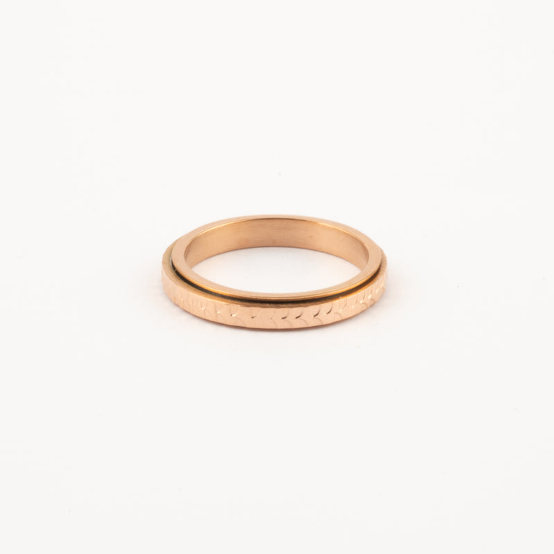 Anillo Deslizante Delgado Hammered Oro Rosa