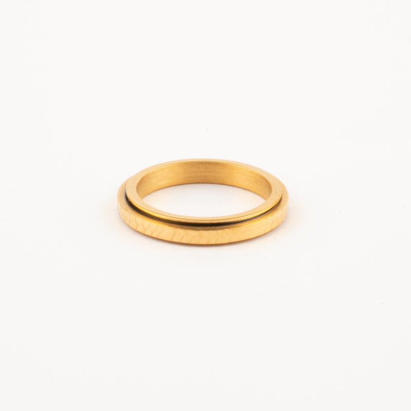 Anillo Deslizante Delgado Hammered Dorado