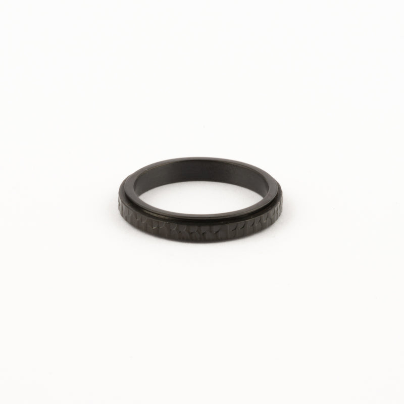 Anillo Deslizante Delgado Hammered Negro