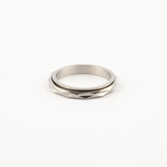 Anillo Deslizante Delgado Textura 2 Plateado