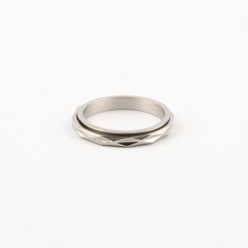 Anillo Deslizante Delgado Textura 2 Plateado