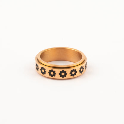 Anillo Deslizante Flor Oro Rosa