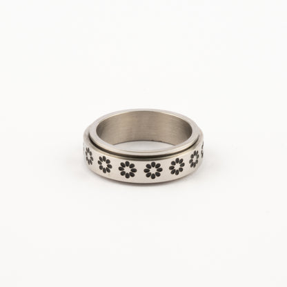 Anillo Deslizante Flor Plateado