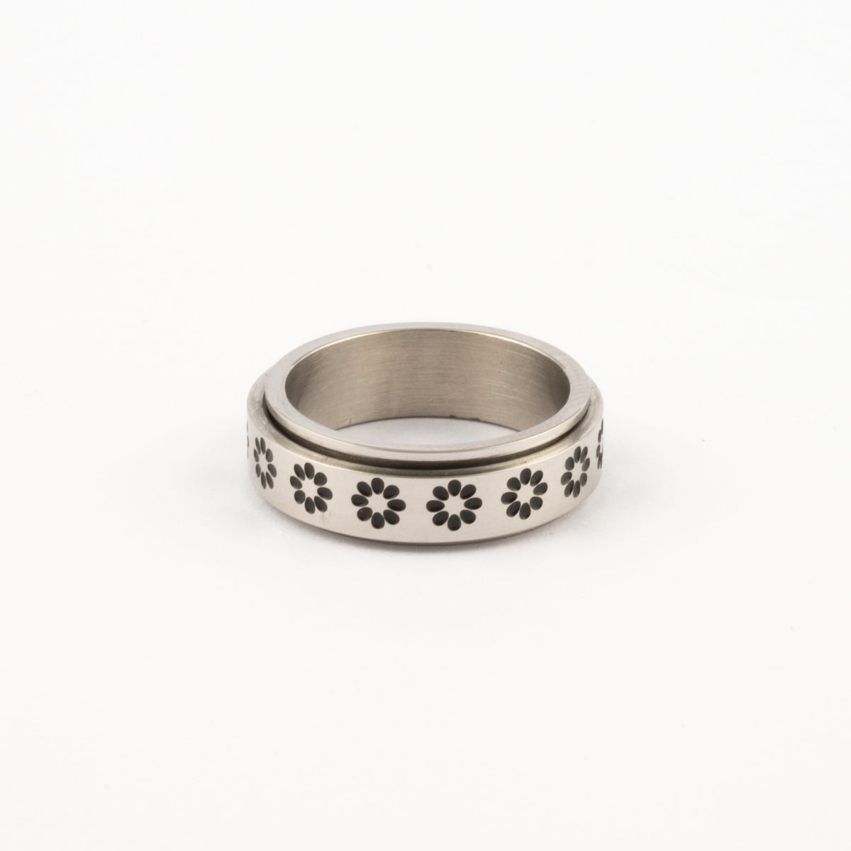 Anillo Deslizante Flor Plateado